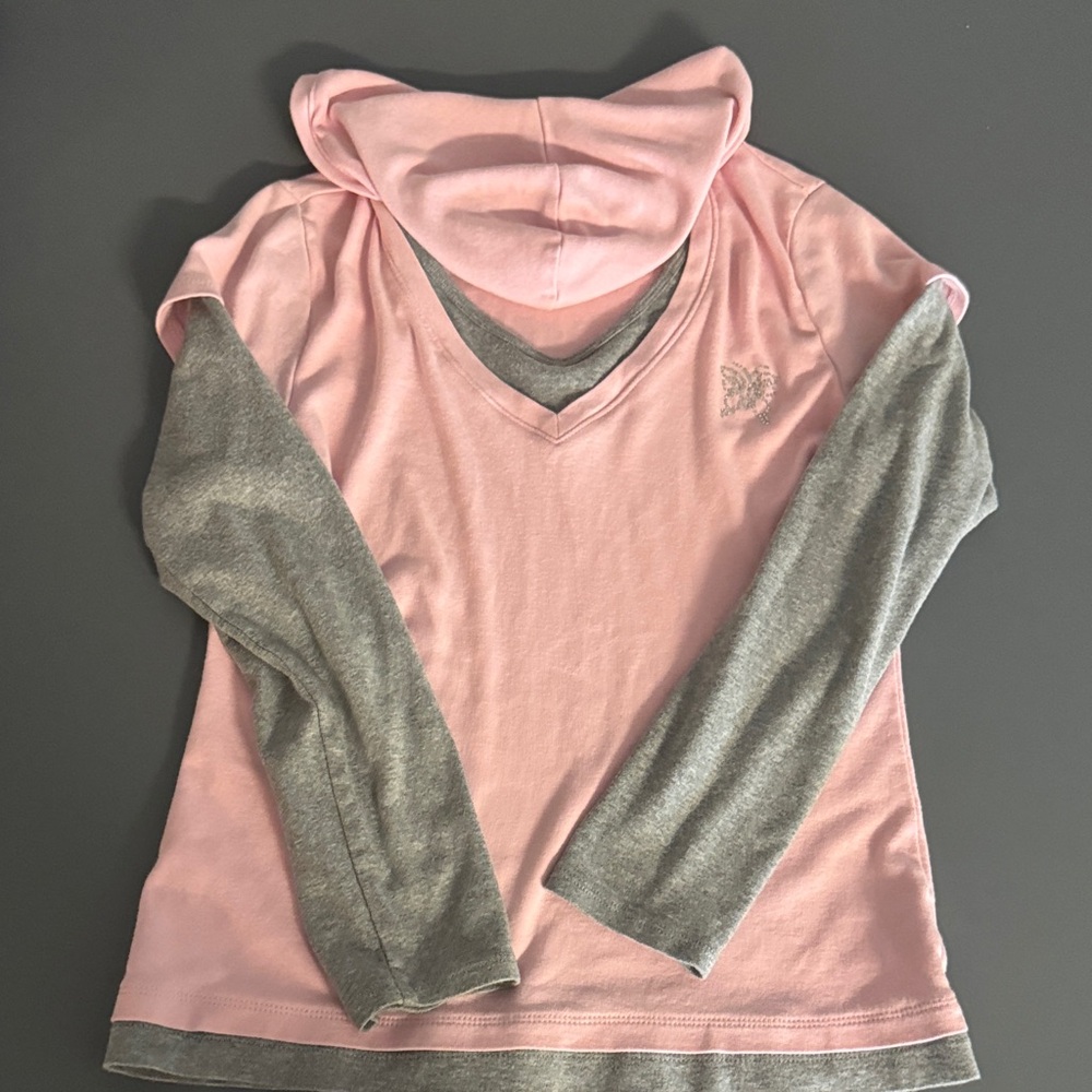 BONGO Pink Hooded Top with Grey Trim